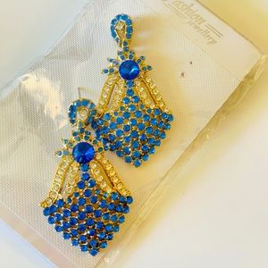 Blue and gold earrings